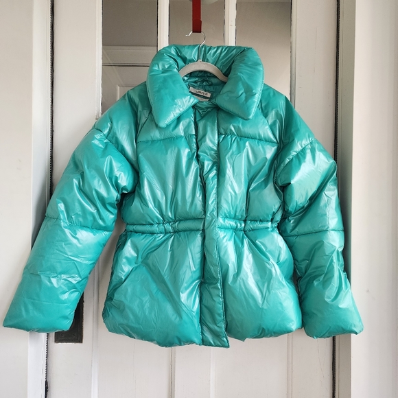 A New Day Jade Green Puffer Jacket Coat, Sz M - Picture 2 of 14